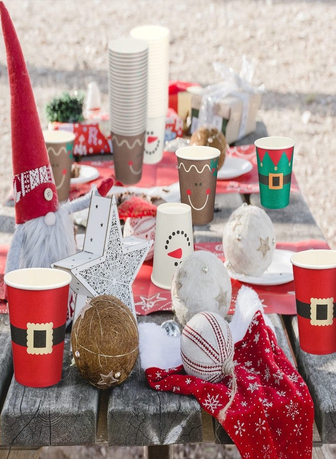 Funtery 100 Pieces Christmas Paper Cups Xmas Disposable Coffee Cups Snowflake Santa Snowman Elk Lights Christmas 9 Ounce Drinking Tea Paper for Daily Use Holiday (Bright Style) - Image 4